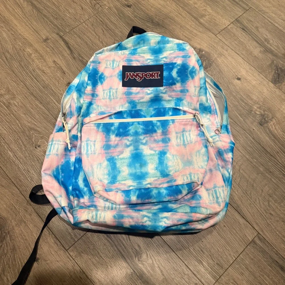 JanSport SuperBreak Backpack Unisex OS Blue Pink Tie‎ Dye Excellent JS0A4QUT